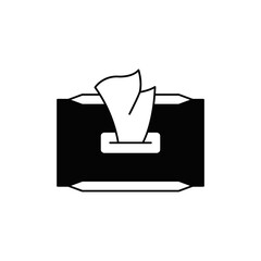 Wet wipes icon in black flat glyph, filled style isolated on white background