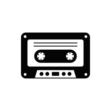 cassettes icon  in black flat glyph, filled style isolated on white background