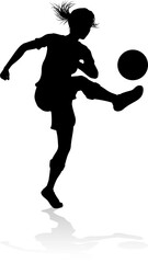 Female Soccer Football Player Woman Silhouette