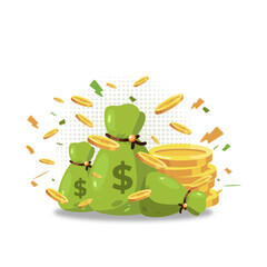 Obraz premium sack with money flying