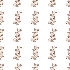 Endless pattern of watercolor flowers on a white background for covers, greeting cards, invitations, birthday and wedding.  Beautiful bright wallpaper.
