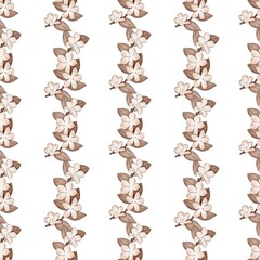 Endless pattern of watercolor flowers on a white background for covers, greeting cards, invitations, birthday and wedding.  Beautiful bright wallpaper.