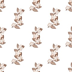 Endless pattern of watercolor flowers on a white background for covers, greeting cards, invitations, birthday and wedding.  Beautiful bright wallpaper.