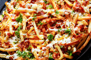 Bacon Mozzarella Feta Cheddar Cheese crispy Fries