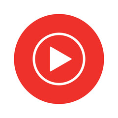 Red play button icon on white background vector. Play symbols for you website design.multimedia for video and audio. Vector illustration