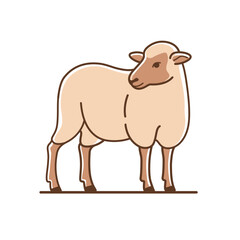 Cute sheep. Detailed drawing of animal. Contour vector illustration.