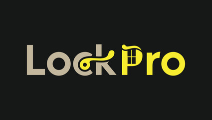 Fototapeta na wymiar Lock Pro Creative Clever Mind Modern Wordmark Logo Design template