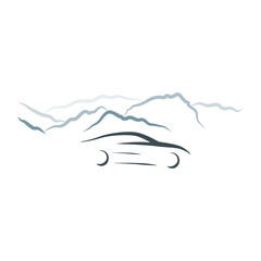 car and mountain landscape