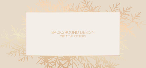 Premium background design with gold Christmas tree. Gold horizontal vector template for banner, premium invitation, luxury voucher, prestigious gift certificate.