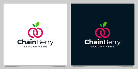 Infinity circle chain Logo with fruit berry logo graphic design vector illustration. Symbol, icon, creative