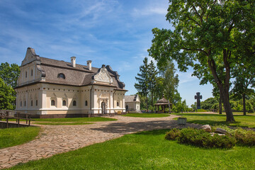 Fototapeta na wymiar Reconstruction of historic building in Baturyn, Chernihiv region, Ukraine