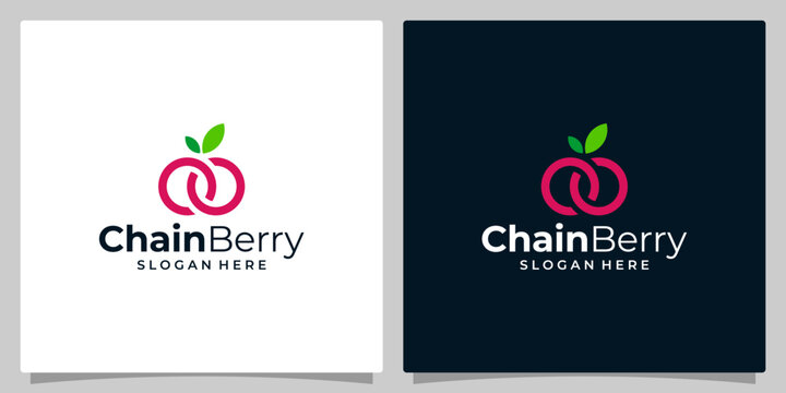 Infinity circle chain Logo with fruit berry logo graphic design vector illustration. Symbol, icon, creative