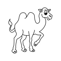 Cute camel cartoon coloring page vector.