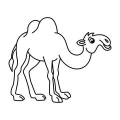Cute camel cartoon characters vector illustration. For kids coloring book.