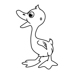 Cute duck cartoon characters vector illustration. For kids coloring book.