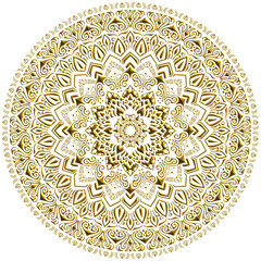 マンダラアート(金細工風、幾何学模様、花)