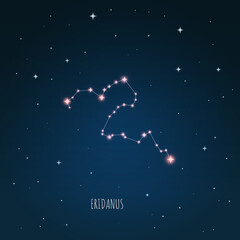 Constellation Eridanus on the background of starry sky. Constellation scheme collection Vector illustration  © iryna