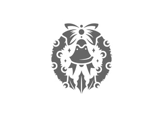 Christmas wreath with bell and bow vector illustration