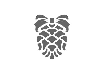 Coniferous cone decorated with bow vector illustration