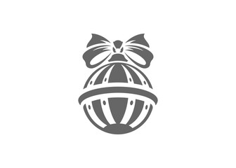 Striped Christmas bauble with bow vector illustration