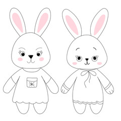 rabbit character sketch ,outline icon isolated vector