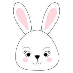 rabbit portrait character sketch ,outline icon isolated vector