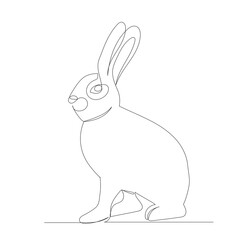 rabbit sitting one continuous line drawing, vector