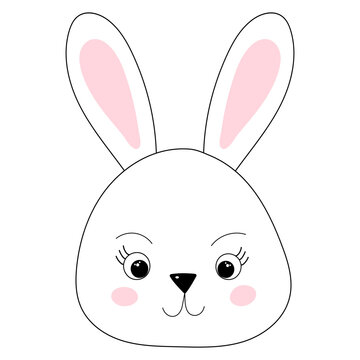 rabbit portrait character sketch ,outline icon isolated vector