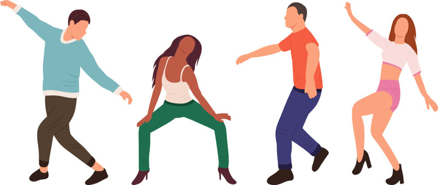 people dancing on white background, isolated