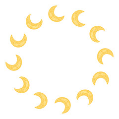 Cute vector autumn mandala with the moon on white background.Hand drawn vector illustration.