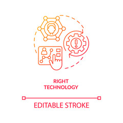 Choose correct technology red gradient concept icon. Optimize website for mobile device. Personalization abstract idea thin line illustration. Isolated outline drawing. Myriad Pro-Bold fonts used