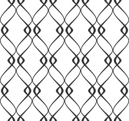 Naklejka premium Vector seamless texture. Modern geometric background . Grid with wavy lines. 