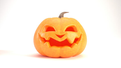 Smiling orange pumpkin isolated on transparent background for halloween concept