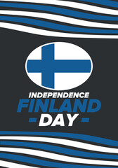 Fototapeta premium Finland Independence Day. Finnish national happy holiday, celebrated annual in December 6. Finland flag. Patriotic elements. Poster, card, banner and background. Vector illustration