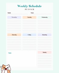 planner template for one week.
