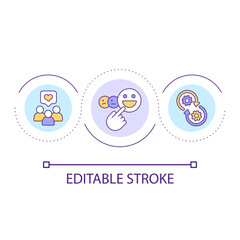 Maintain customer experience loop concept icon. Collect consumers feedbacks. Relationship building abstract idea thin line illustration. Isolated outline drawing. Editable stroke. Arial font used