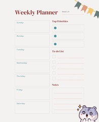 planner template for one week.
