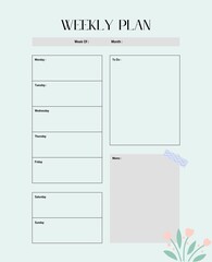 planner template for one week.
