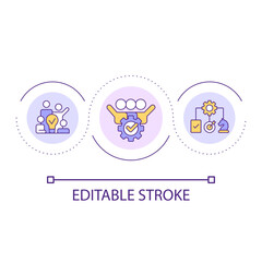 Effective teamwork strategy loop concept icon. Collaboration for development. Brainstorming abstract idea thin line illustration. Isolated outline drawing. Editable stroke. Arial font used