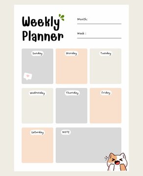 planner template for one week.
