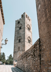 Fototapeta na wymiar The medieval tower of Frederico in Erice, Sicily. 