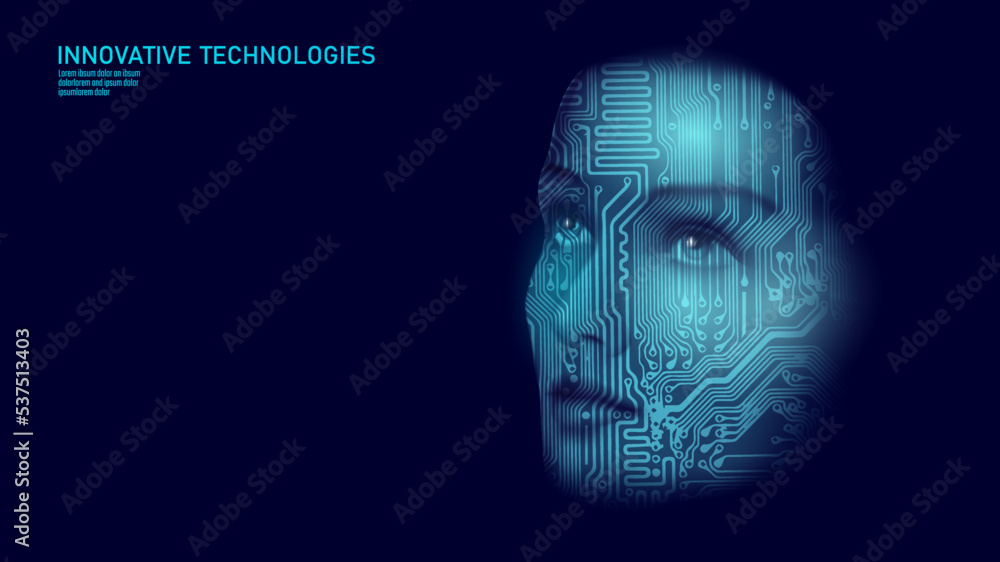 Poster virtual assistant voice recognition service technology. ai artificial intelligence robot support. ch