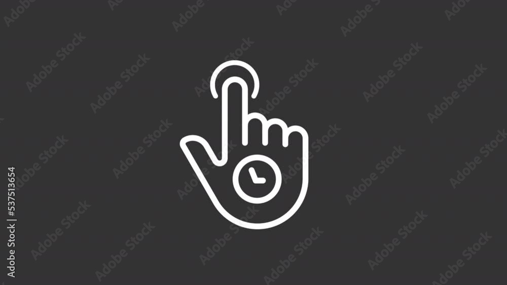 Poster animated long tap white linear icon. touchscreen control gesture. hold screen. show more. seamless l