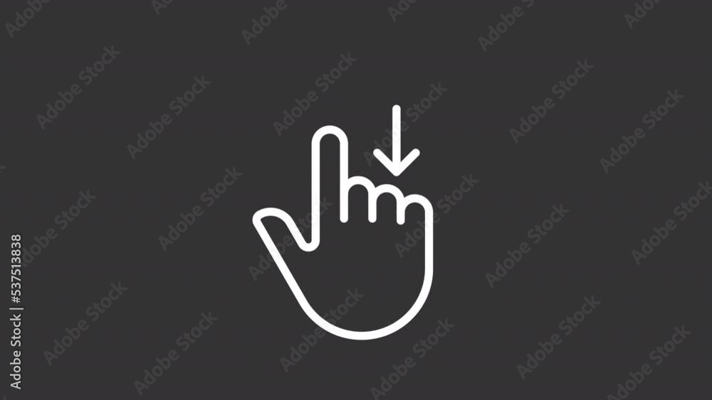 Poster animated move down white linear icon. swipe down. touch gesture. navigation. drag and draw. seamless