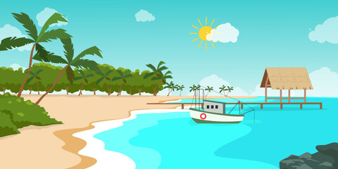 Summer landscape background illustration