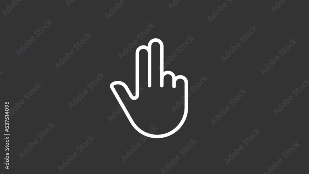 Poster animated two fingers white line icon. double touch control. touchscreen navigation. seamless loop hd