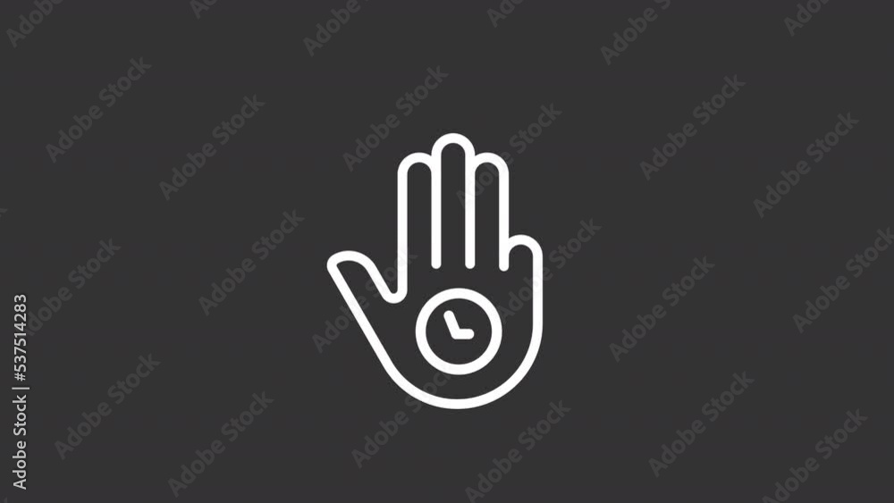 Poster animated hold white linear icon. three finger long press. multi touch. touchscreen control. seamless