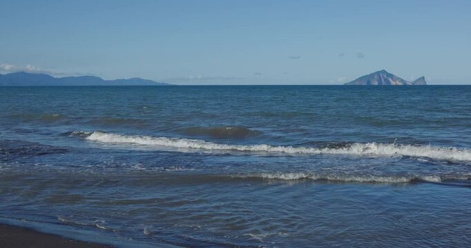 Sea wave splash over the manbo beach in hualien