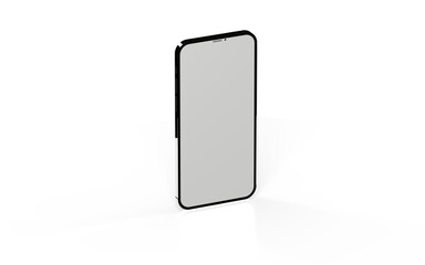 3d smartphone with blank screen isolated