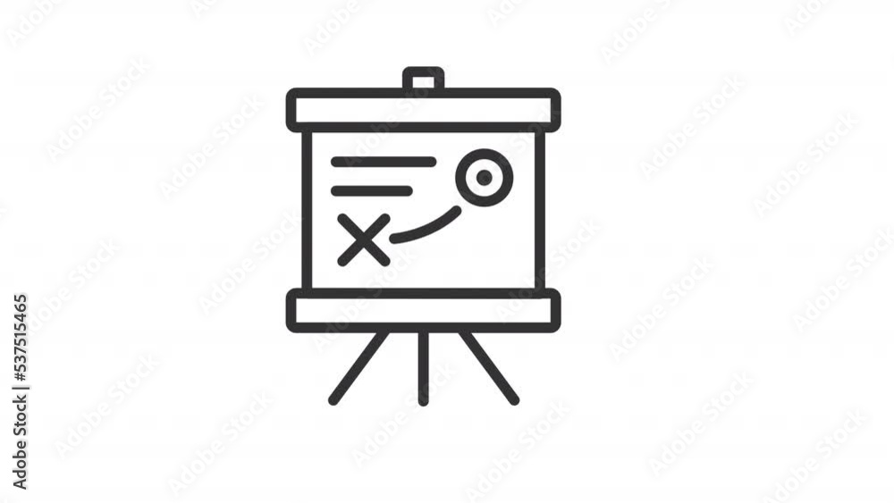 Poster animated presentation linear icon. schematic business plan. commercial project. seamless loop hd vid